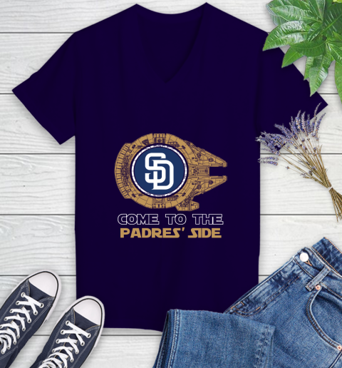 MLB Come To The San Diego Padres Side Star Wars Baseball Sports Women's V-Neck T-Shirt 3