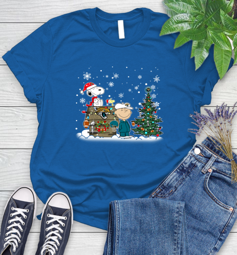 NFL Jacksonville Jaguars Snoopy Charlie Brown Christmas Football Super Bowl Sports Women's T-Shirt 12