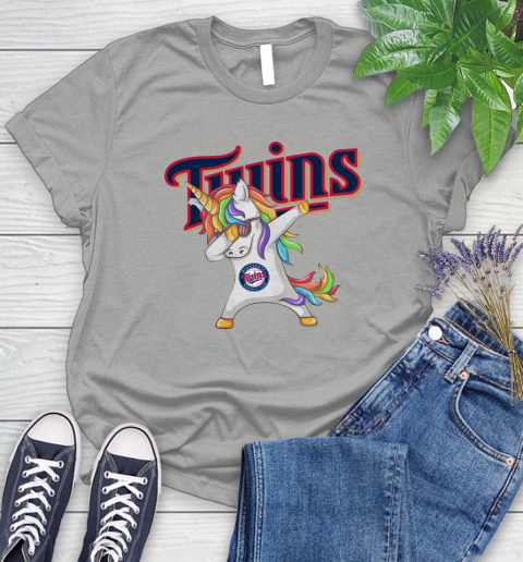 Minnesota Twins MLB Baseball Funny Unicorn Dabbing Sports Women's T-Shirt 10