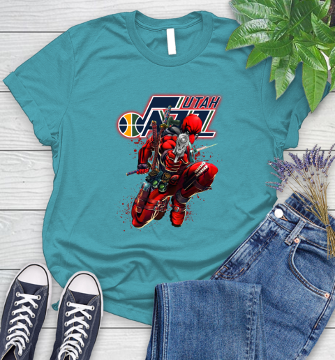 NBA Deadpool Marvel Comics Sports Basketball Utah Jazz Women's T-Shirt 12