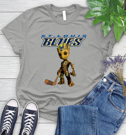 St.Louis Blues NHL Hockey Groot Marvel Guardians Of The Galaxy Women's T-Shirt 10