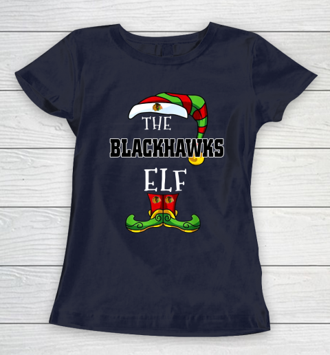Chicago Blackhawks Christmas ELF Funny NHL Women's T-Shirt 2