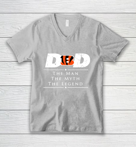 Cincinnati Bengals NFL Football Dad The Man The Myth The Legend V-Neck T-Shirt 3
