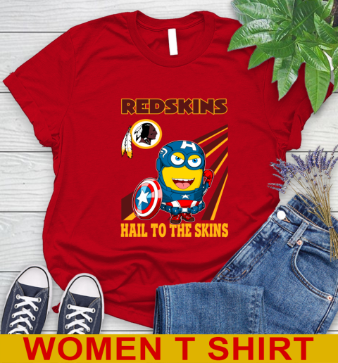 NFL Football Washington Redskins Captain America Marvel Avengers Minion Hail To The Skín Shirt Women's T-Shirt 11