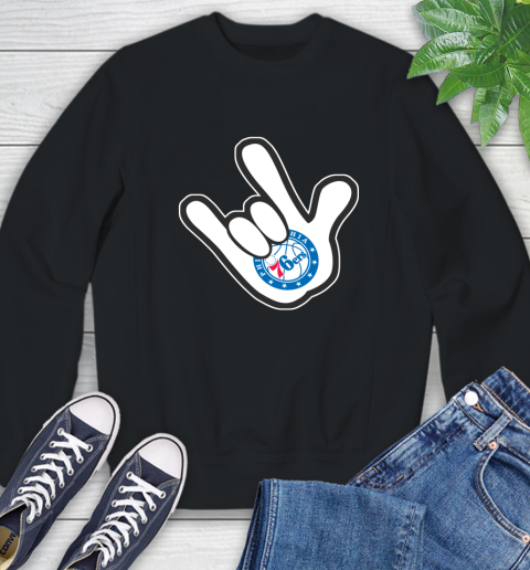 Philadelphia 76ers NBA Basketball Mickey Rock Hand Disney Sweatshirt 2
