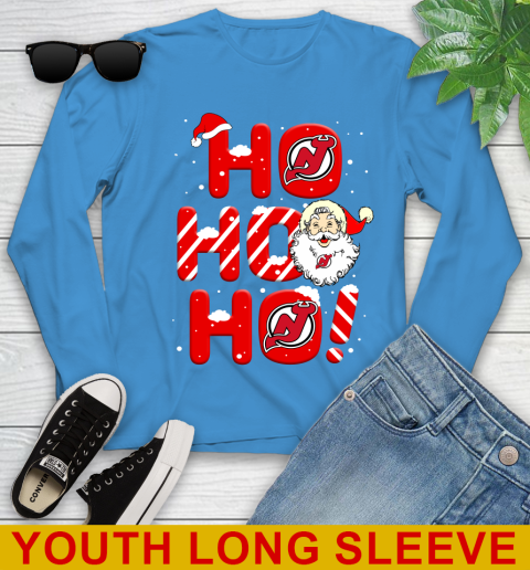 New Jersey Devils NHL Hockey Ho Ho Ho Santa Claus Merry Christmas Shirt Youth Long Sleeve 8