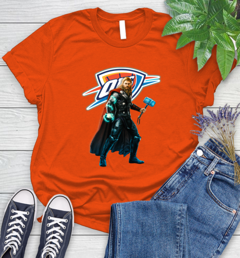 NBA Thor Avengers Endgame Basketball Oklahoma City Thunder Women's T-Shirt 4
