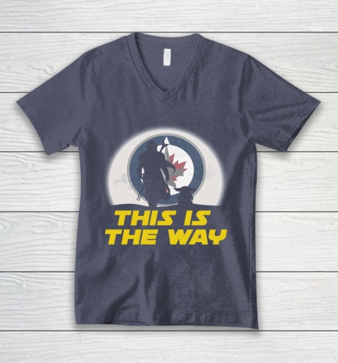 Winnipeg Jets NHL Ice Hockey Star Wars Yoda And Mandalorian This Is The Way V-Neck T-Shirt 7