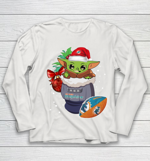 Miami Dolphins Christmas Baby Yoda Star Wars Funny Happy NFL Youth Long Sleeve 11