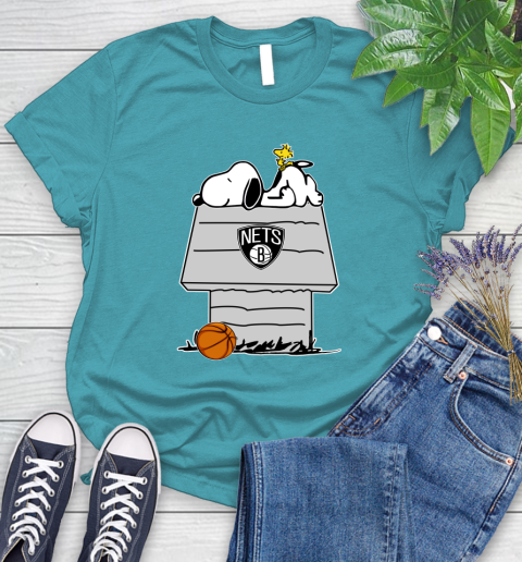 Brooklyn Nets NBA Basketball Snoopy Woodstock The Peanuts Movie Women's T-Shirt 12