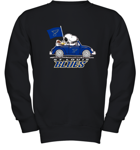 Snoopy And Woodstock Ride The St. louis Blues Car NHL Youth Sweatshirt