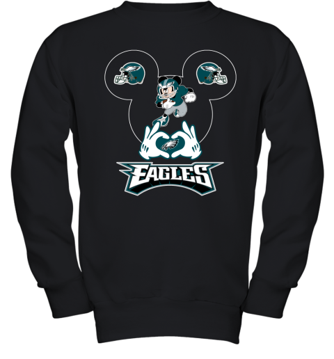 I Love The Eagles Mickey Mouse Philadelphia Eagles Youth Sweatshirt