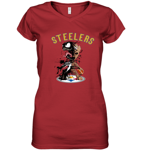 Pittsburgh Steelers NFL Women's Big Logo V-Neck Ugly Christmas Sweater