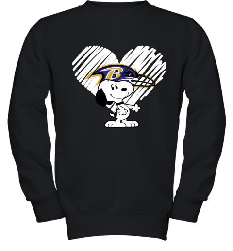 I Love Baltimore Ravans Snoopy In My Heart NFL Shirts Youth Sweatshirt
