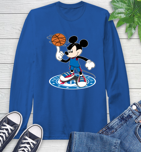 NBA Basketball Philadelphia 76ers Cheerful Mickey Disney Shirt Long Sleeve T-Shirt 10