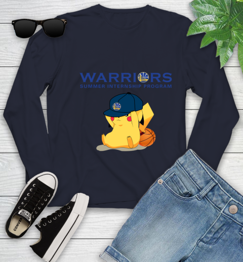 NBA Pikachu Basketball Sports Golden State Warriors Youth Long Sleeve 3