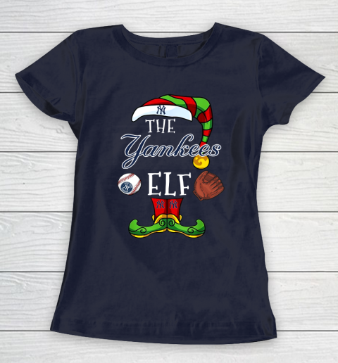 New York Yankees Christmas ELF Funny MLB Women's T-Shirt 2