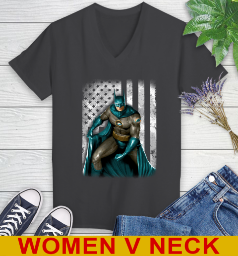 Miami Dolphins NFL Football Batman DC American Flag Shirt Women's V-Neck T-Shirt 8
