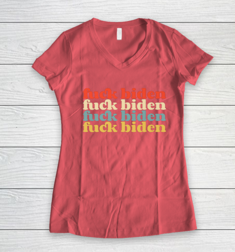 Vintage Fuck Biden Anti Biden Tee Top Womens Mens Premium Women's V-Neck T-Shirt 4