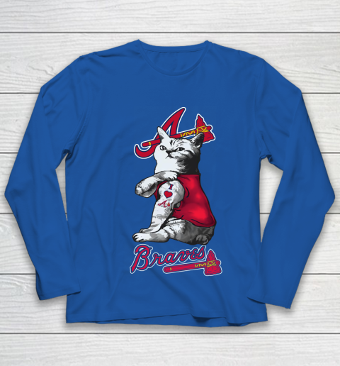 MLB Baseball My Cat Loves Atlanta Braves Youth Long Sleeve 7