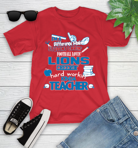 Detroit Lions NFL I'm A Difference Making Student Caring Football Loving Kinda Teacher Youth T-Shirt 13