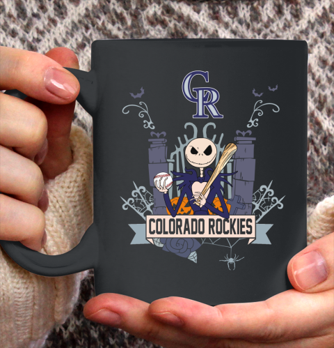 MLB Colorado Rockies Baseball Jack Skellington Halloween Ceramic Mug 11oz