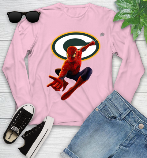 NFL Spider Man Avengers Endgame Football Green Bay Packers Youth Long Sleeve 10
