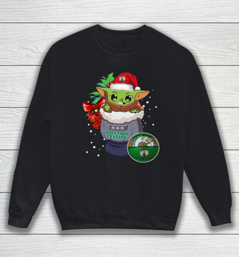 Boston Celtics Christmas Baby Yoda Star Wars Funny Happy NBA Sweatshirt