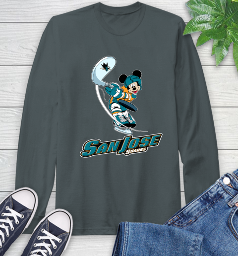 NHL Hockey San Jose Sharks Cheerful Mickey Mouse Shirt Long Sleeve T-Shirt 7
