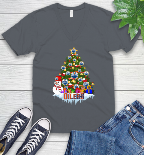 Edmonton Oilers Merry Christmas NHL Hockey Sports V-Neck T-Shirt 5