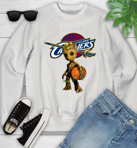 Cleveland Cavaliers NBA Basketball Groot Marvel Guardians Of The Galaxy Youth Sweatshirt
