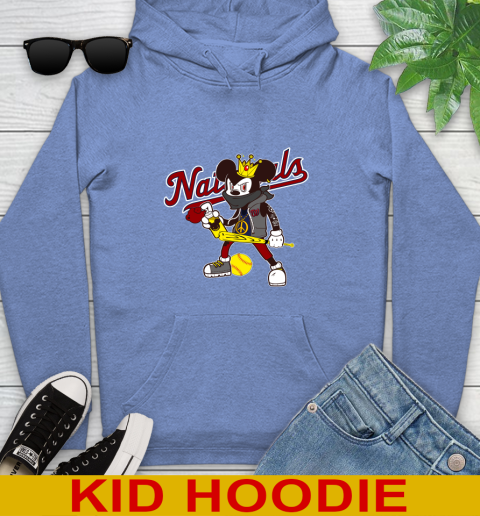 Washington Nationals MLB Baseball Mickey Peace Sign Sports Youth Hoodie 12