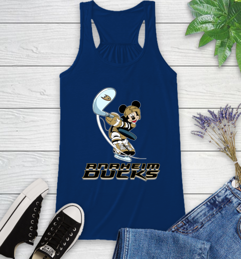 NHL Hockey Anaheim Ducks Cheerful Mickey Mouse Shirt Racerback Tank 8