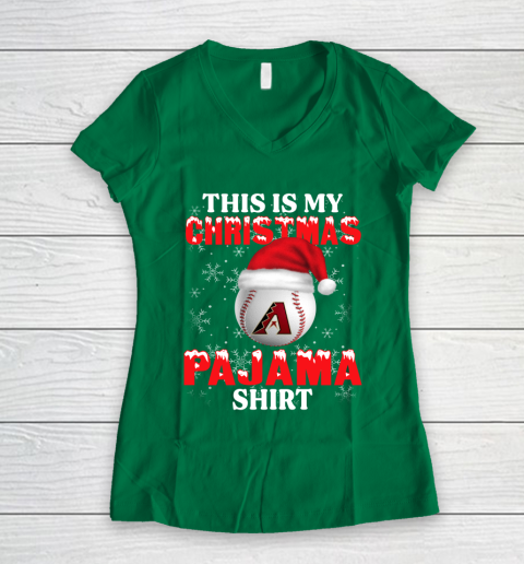 Arizona Diamondbacks This Is My Christmas Pajama Shirt MLB Women's V-Neck T-Shirt 3