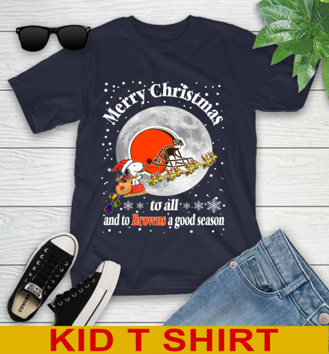 Cleveland Browns Merry Christmas To All And To Browns A Good Season NFL Football Sports Youth T-Shirt 2