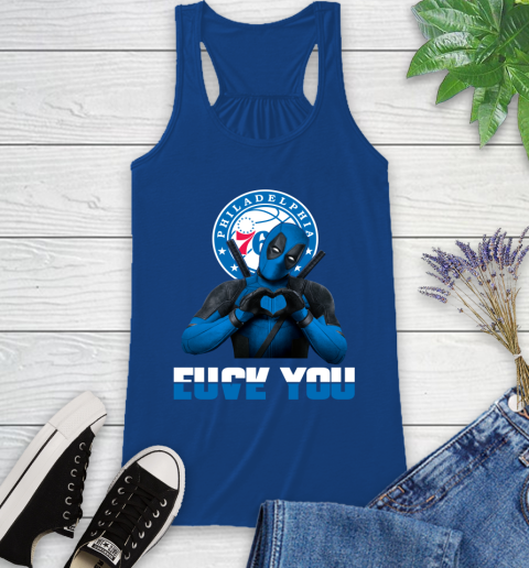 NBA Philadelphia 76ers Deadpool Love You Fuck You Basketball Sports Racerback Tank 8