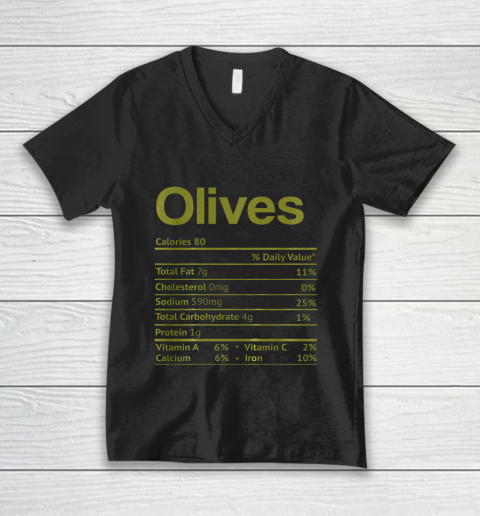 Olive Nutrition Facts Funny Thanksgiving Christmas Food V-Neck T-Shirt
