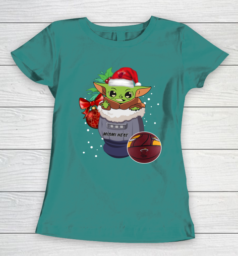 Miami Heat Christmas Baby Yoda Star Wars Funny Happy NBA Women's T-Shirt 12