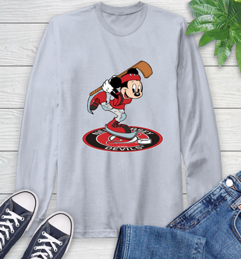 NHL Hockey New Jersey Devils Cheerful Mickey Disney Shirt Long Sleeve T-Shirt 6