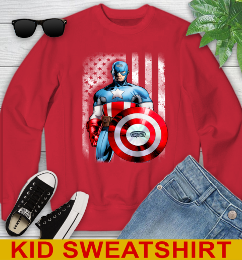 San Antonio Spurs NBA Basketball Captain America Marvel Avengers American Flag Shirt Youth Sweatshirt 7
