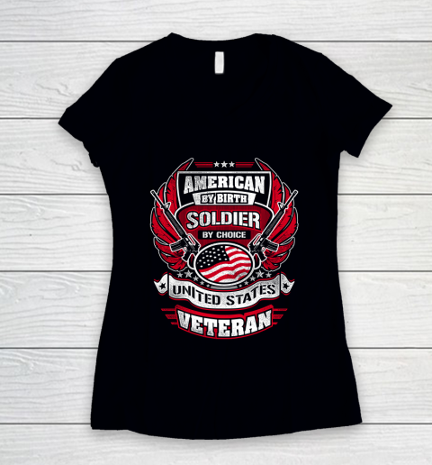 Veteran Shirt Veteran American By Birth Women's V-Neck T-Shirt