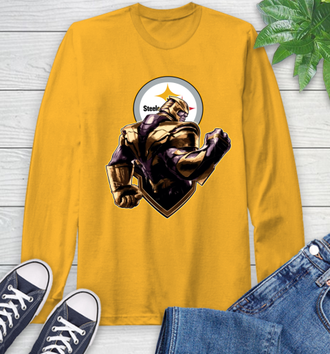NFL Thanos Avengers Endgame Football Sports Pittsburgh Steelers Long Sleeve T-Shirt 3