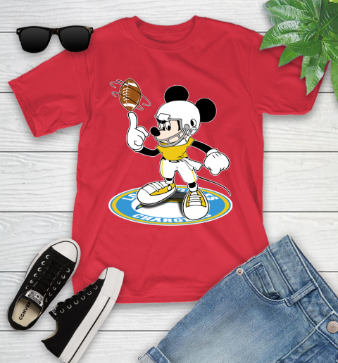 NFL Football Los Angeles Chargers Cheerful Mickey Disney Shirt Youth T-Shirt 10