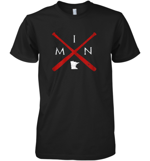 Minnesota Baseball Bats Classic State Outline Gift Premium Men's T-Shirt
