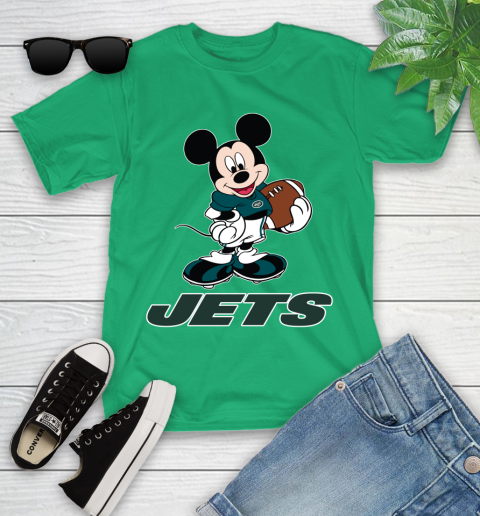 NFL Football New York Jets Cheerful Mickey Mouse Shirt Youth T-Shirt 6