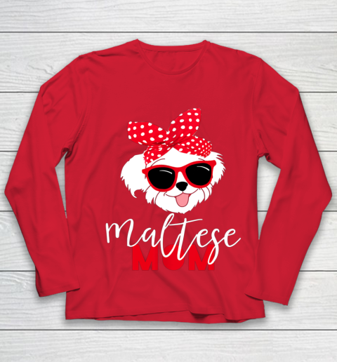 Dog Mom Shirt Dog Lovers T Shirt Maltese Mom Fur Mama Youth Long Sleeve 8