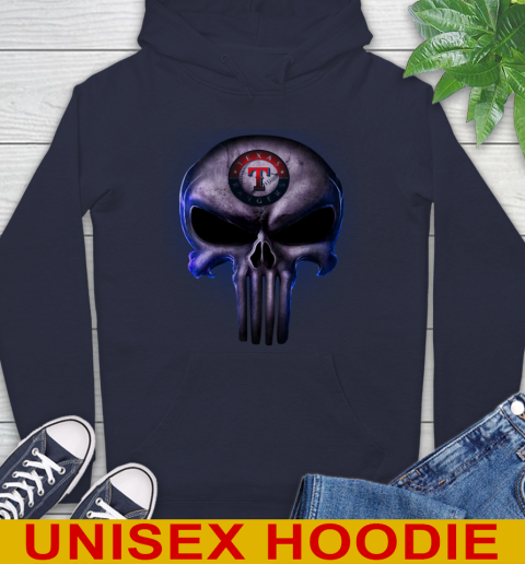 Texas Rangers MLB Baseball Punisher Skull Sports Hoodie - Image 4