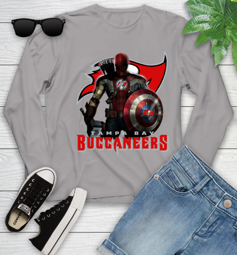 NFL Captain America Thor Spider Man Hawkeye Avengers Endgame Football Tampa Bay Buccaneers Youth Long Sleeve 5