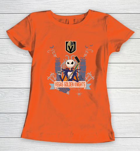 NHL Vegas Golden Knights Hockey Jack Skellington Halloween Women's T-Shirt 3