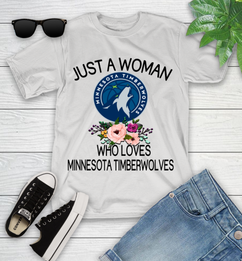 NBA Just A Woman Who Loves Minnesota Timberwolves Basketball Sports Youth T-Shirt